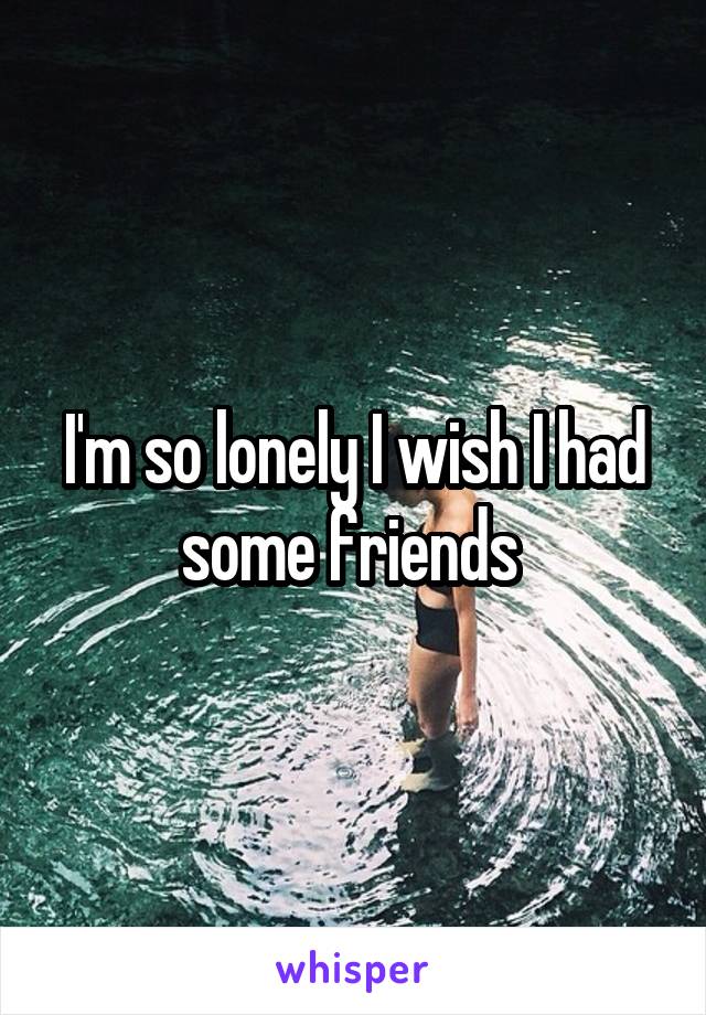 I'm so lonely I wish I had some friends 