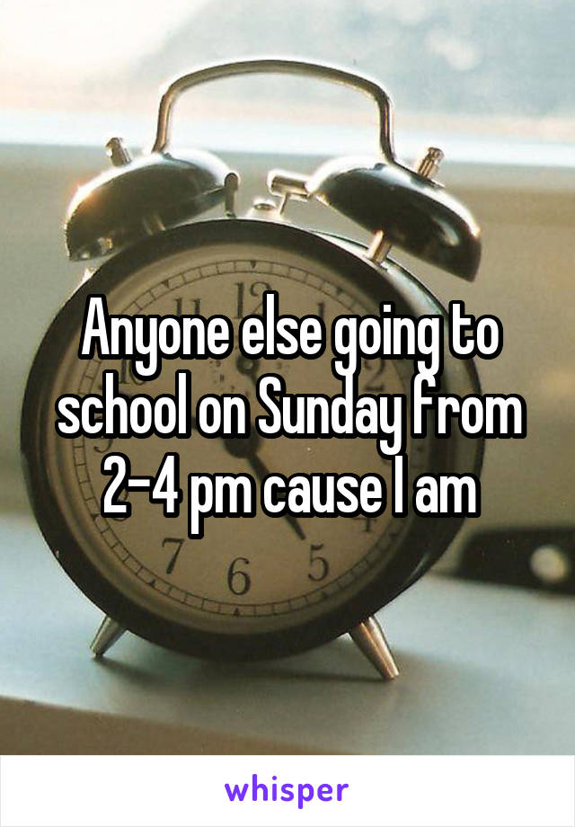 Anyone else going to school on Sunday from 2-4 pm cause I am