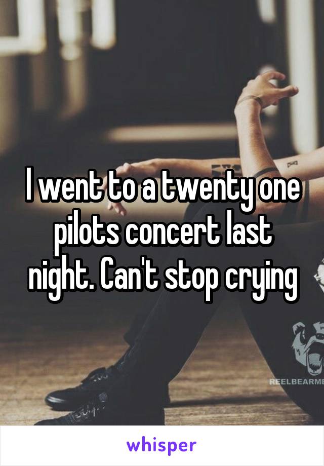 I went to a twenty one pilots concert last night. Can't stop crying