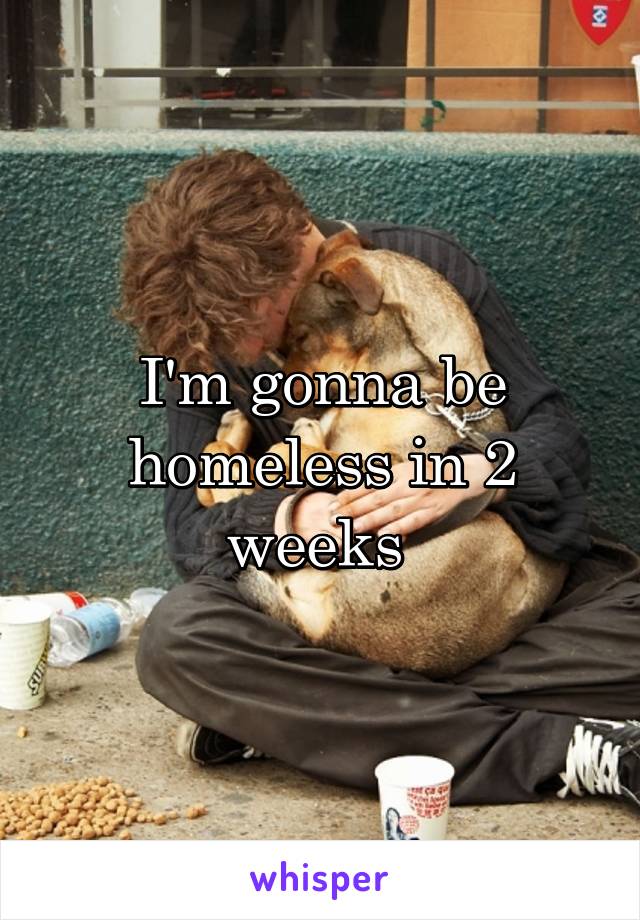 I'm gonna be homeless in 2 weeks 