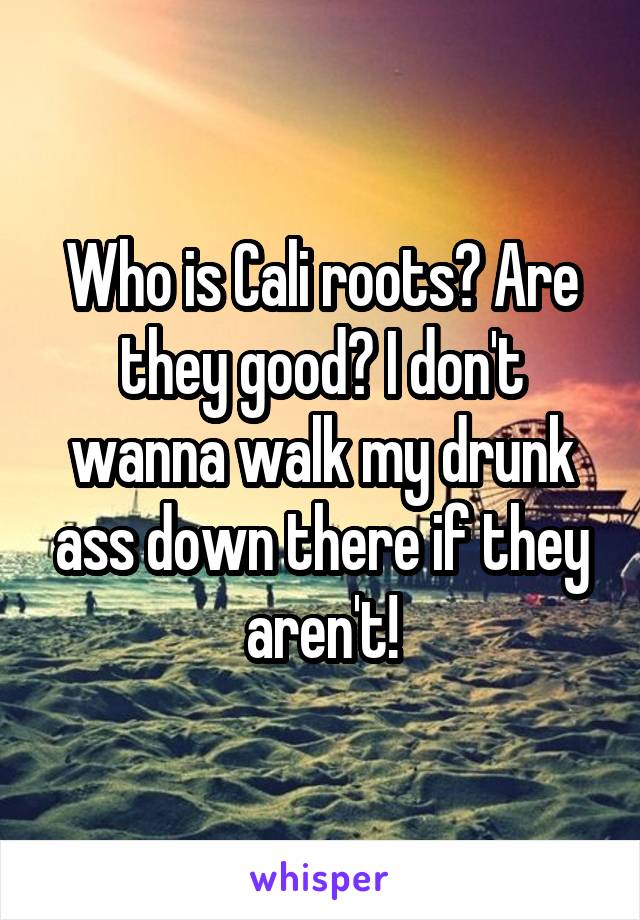 Who is Cali roots? Are they good? I don't wanna walk my drunk ass down there if they aren't!