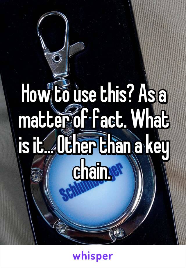 How to use this? As a matter of fact. What is it... Other than a key chain. 