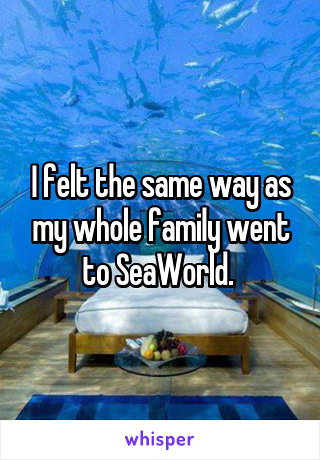 I felt the same way as my whole family went to SeaWorld. 