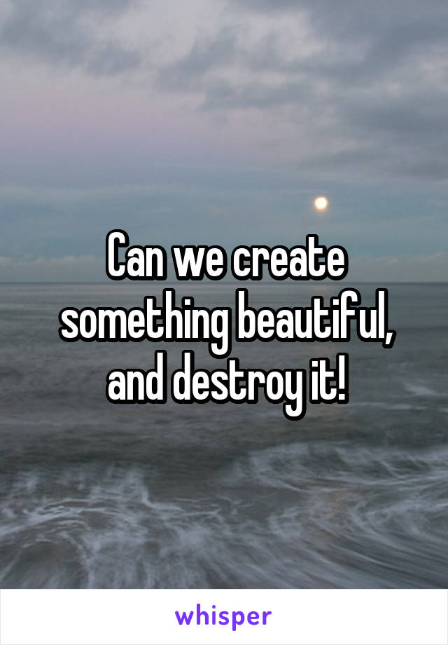 Can we create something beautiful, and destroy it!