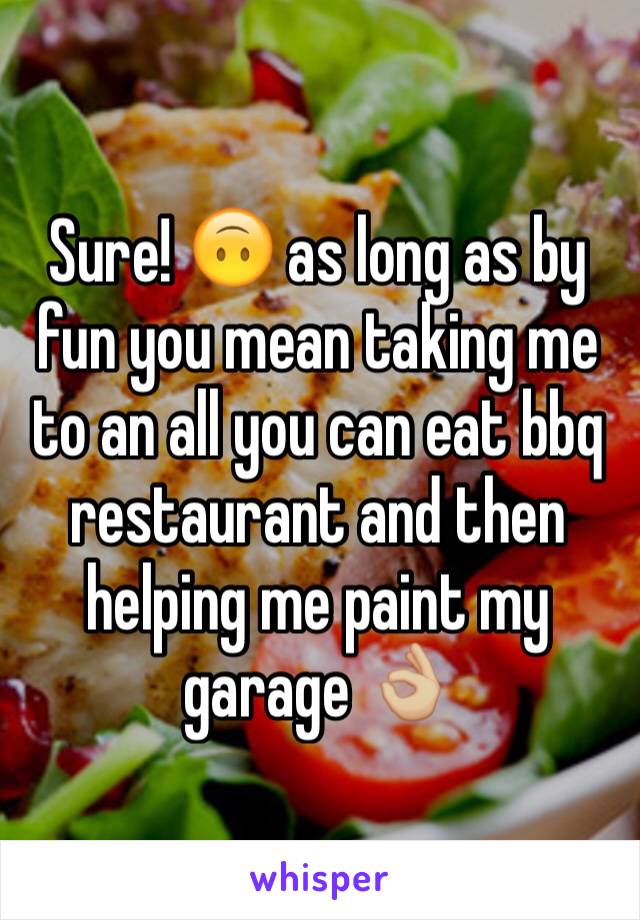 Sure! 🙃 as long as by fun you mean taking me to an all you can eat bbq restaurant and then helping me paint my garage 👌🏼