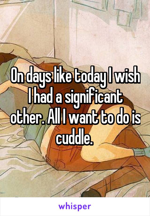 On days like today I wish I had a significant other. All I want to do is cuddle. 