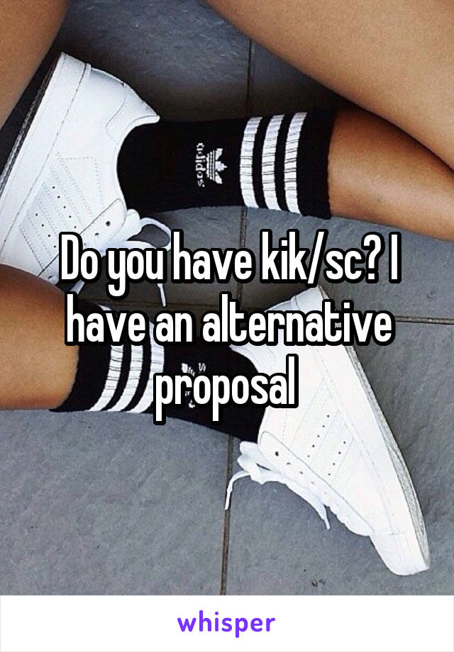 Do you have kik/sc? I have an alternative proposal 