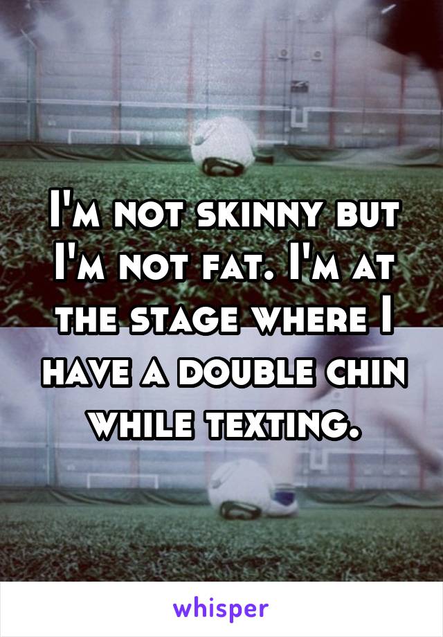 I'm not skinny but I'm not fat. I'm at the stage where I have a double chin while texting.