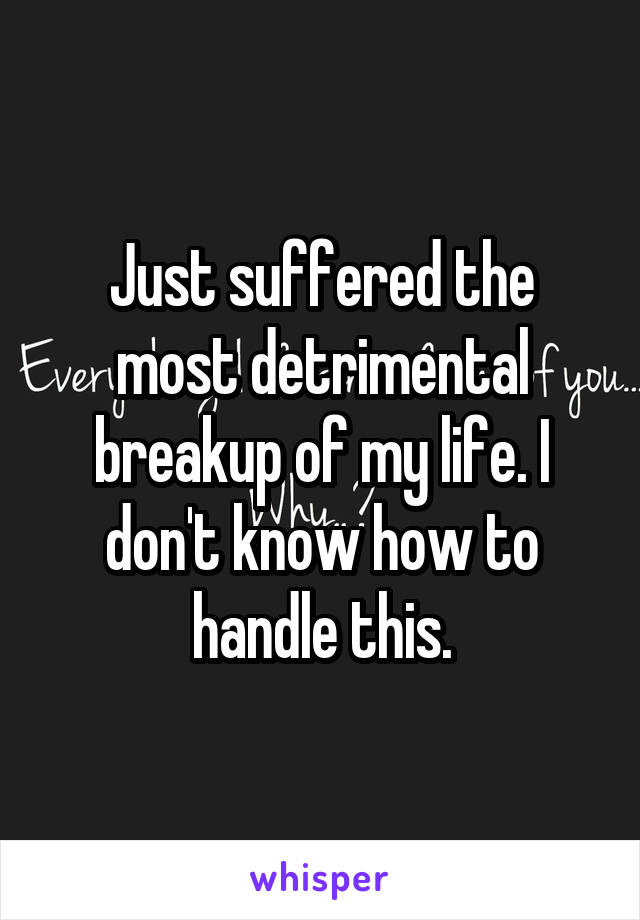 Just suffered the most detrimental breakup of my life. I don't know how to handle this.