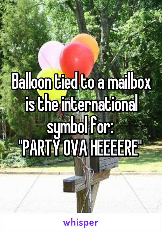 Balloon tied to a mailbox is the international symbol for: 
"PARTY OVA HEEEERE" 