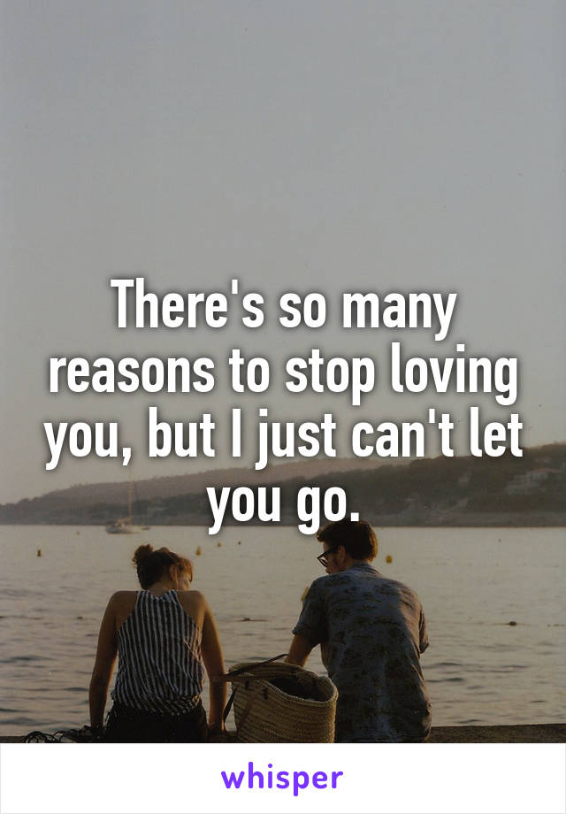 There's so many reasons to stop loving you, but I just can't let you go.