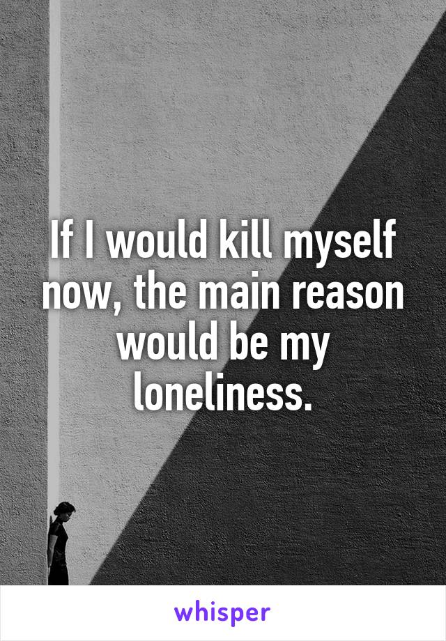 If I would kill myself now, the main reason would be my loneliness.