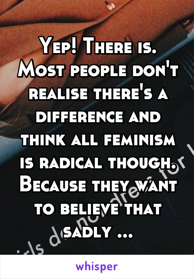 Yep! There is. Most people don't realise there's a difference and think all feminism is radical though. Because they want to believe that sadly ...