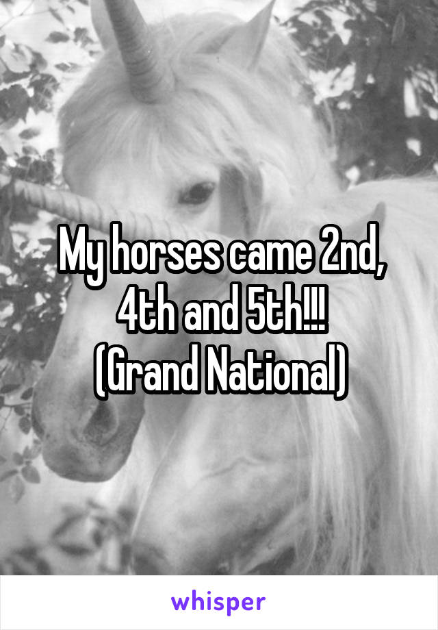 My horses came 2nd, 4th and 5th!!!
(Grand National)