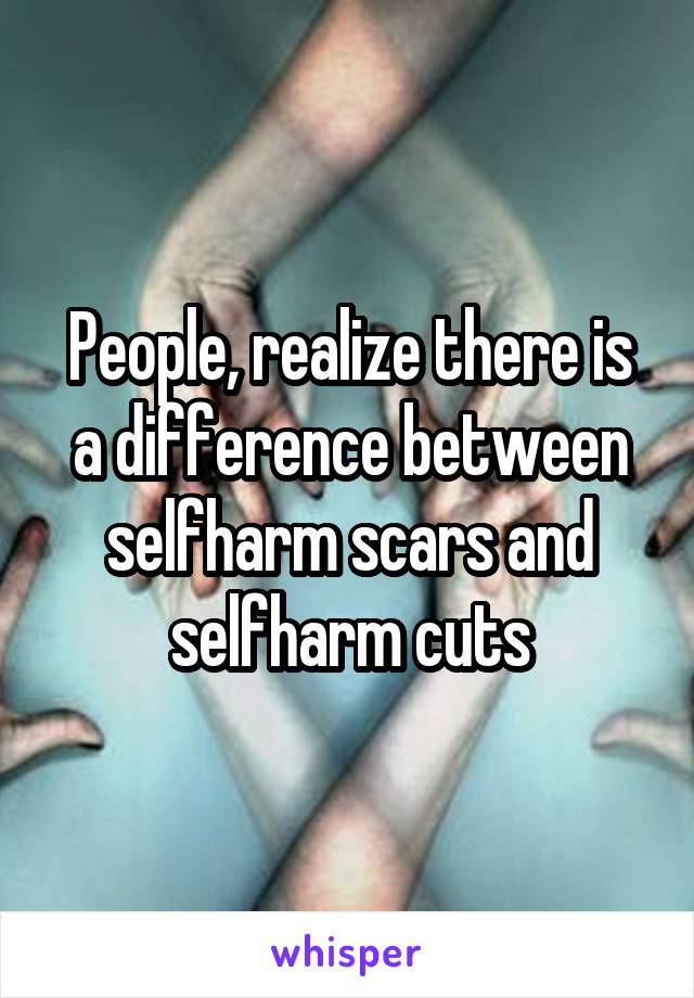 People, realize there is a difference between selfharm scars and selfharm cuts