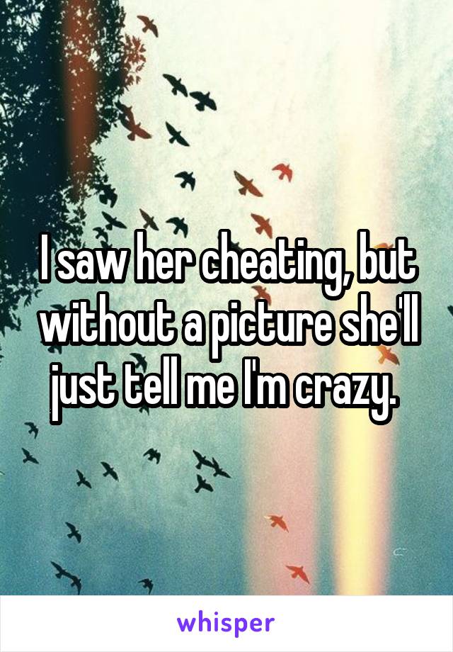 I saw her cheating, but without a picture she'll just tell me I'm crazy. 