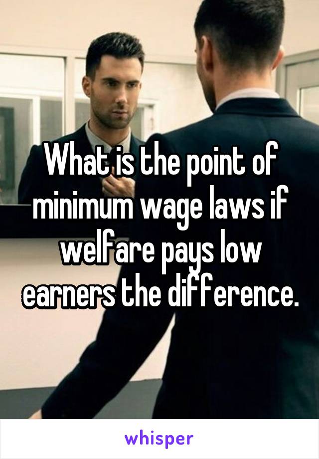 What is the point of minimum wage laws if welfare pays low earners the difference.