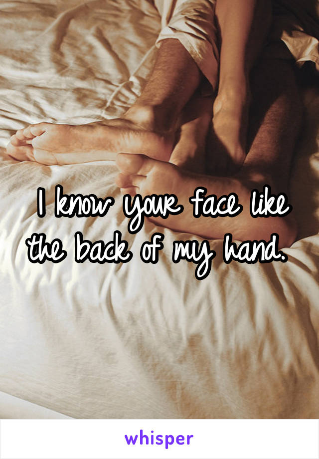 I know your face like the back of my hand. 