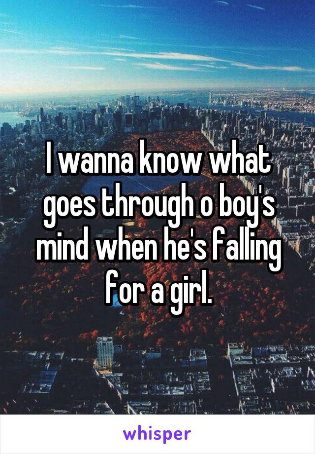 I wanna know what goes through o boy's mind when he's falling for a girl.