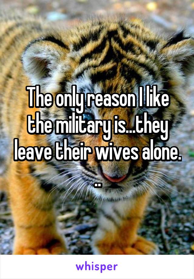 The only reason I like the military is...they leave their wives alone. ..