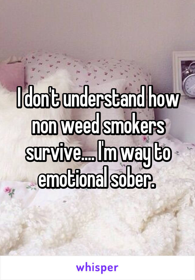 I don't understand how non weed smokers survive.... I'm way to emotional sober. 