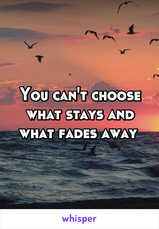 You can't choose what stays and what fades away 