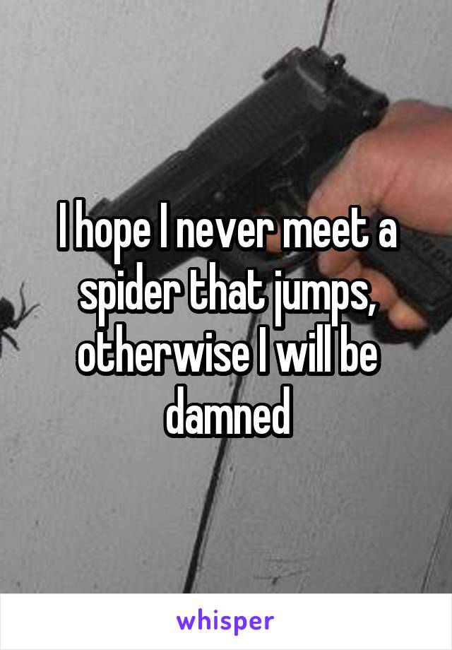 I hope I never meet a spider that jumps, otherwise I will be damned