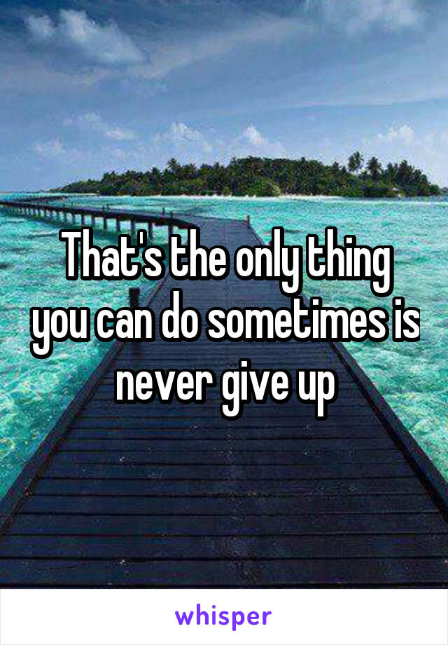 That's the only thing you can do sometimes is never give up