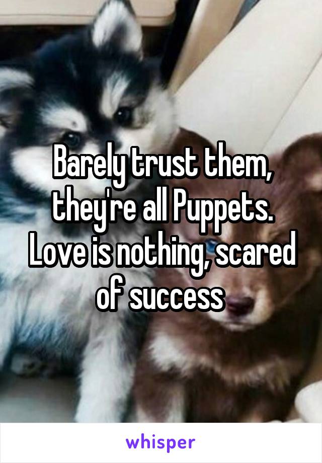 Barely trust them, they're all Puppets. Love is nothing, scared of success 