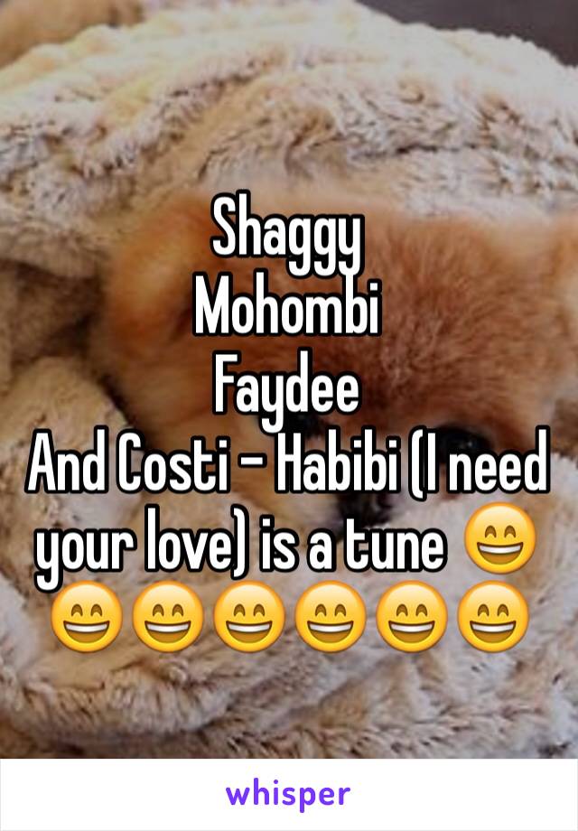 Shaggy
Mohombi
Faydee
And Costi - Habibi (I need your love) is a tune 😄😄😄😄😄😄😄