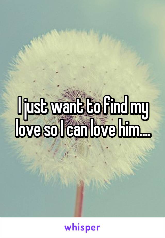 I just want to find my love so I can love him....