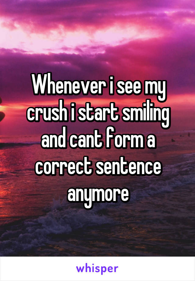 Whenever i see my crush i start smiling and cant form a correct sentence anymore