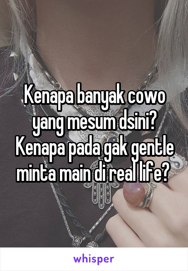 Kenapa banyak cowo yang mesum dsini? Kenapa pada gak gentle minta main di real life? 