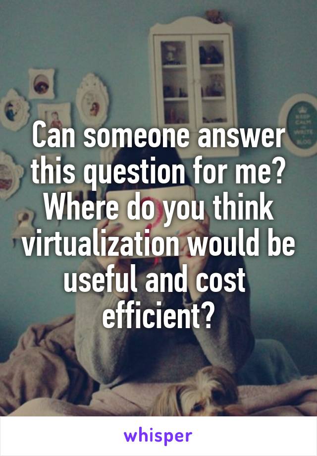 Can someone answer this question for me? Where do you think virtualization would be useful and cost  efficient?