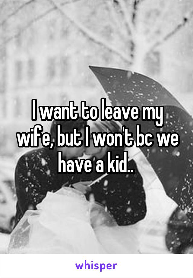 I want to leave my wife, but I won't bc we have a kid.. 