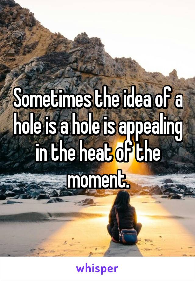 Sometimes the idea of a hole is a hole is appealing in the heat of the moment.