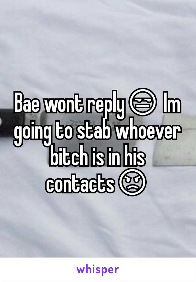 Bae wont reply😒 Im going to stab whoever bitch is in his contacts😡