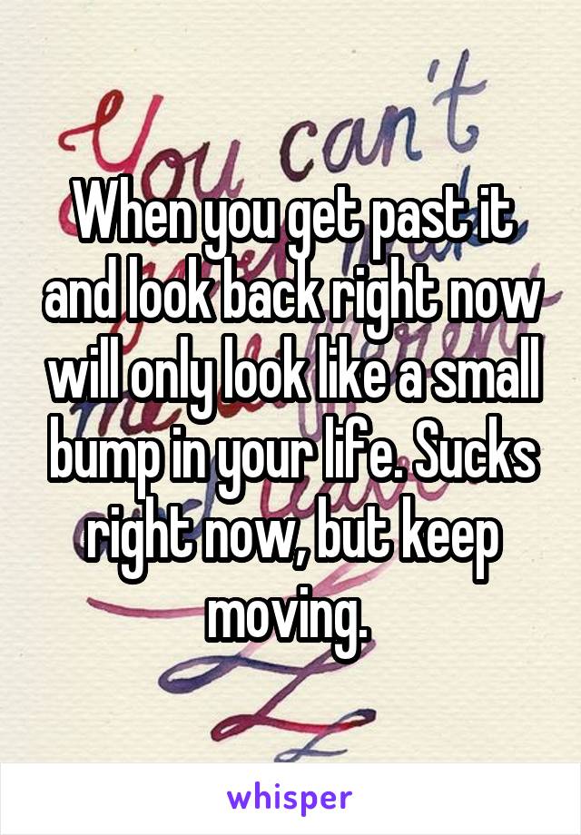 When you get past it and look back right now will only look like a small bump in your life. Sucks right now, but keep moving. 