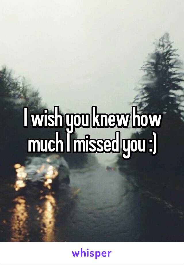 I wish you knew how much I missed you :)