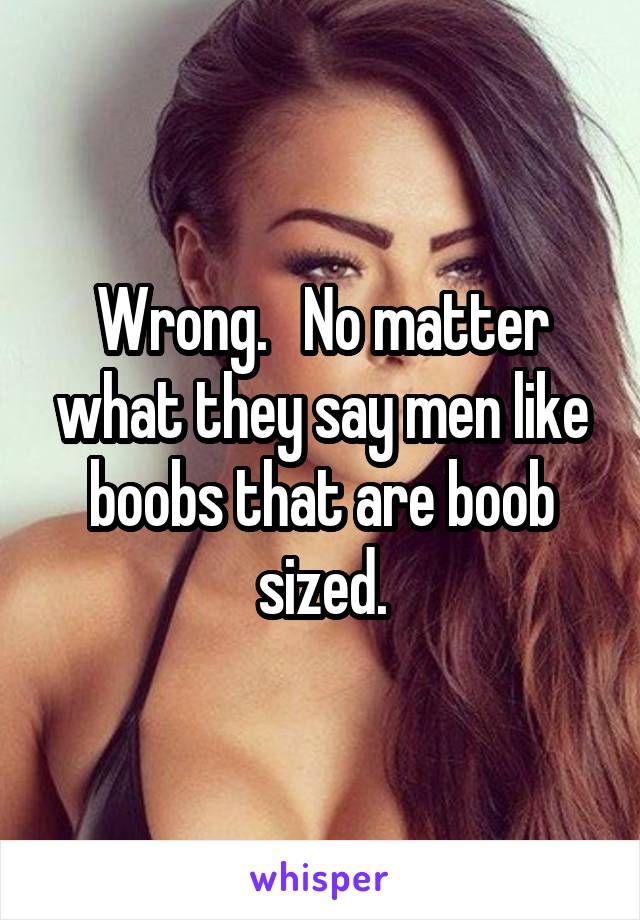 Wrong.   No matter what they say men like boobs that are boob sized.