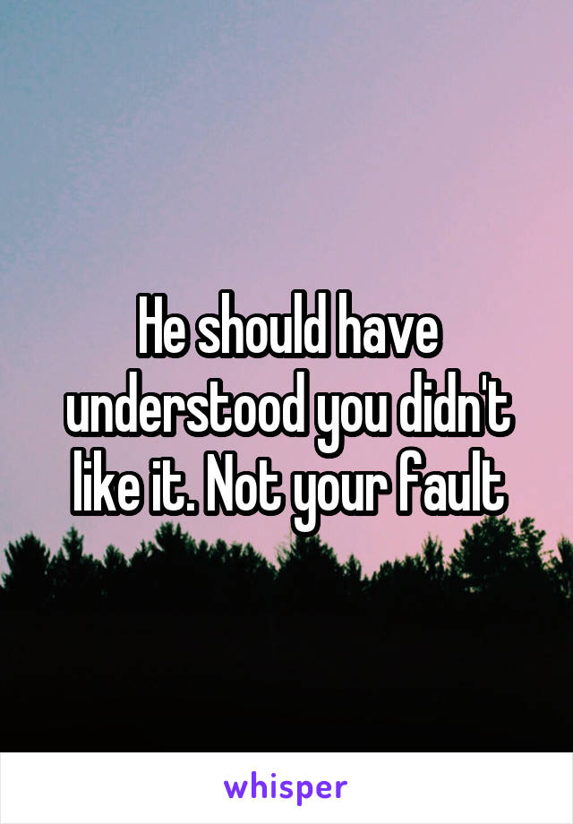 He should have understood you didn't like it. Not your fault