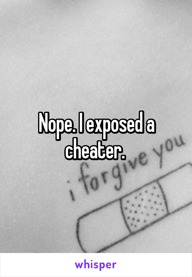 Nope. I exposed a cheater. 