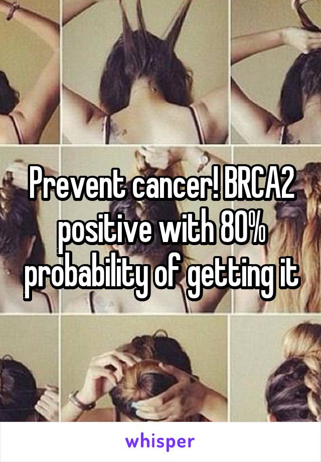 Prevent cancer! BRCA2 positive with 80% probability of getting it