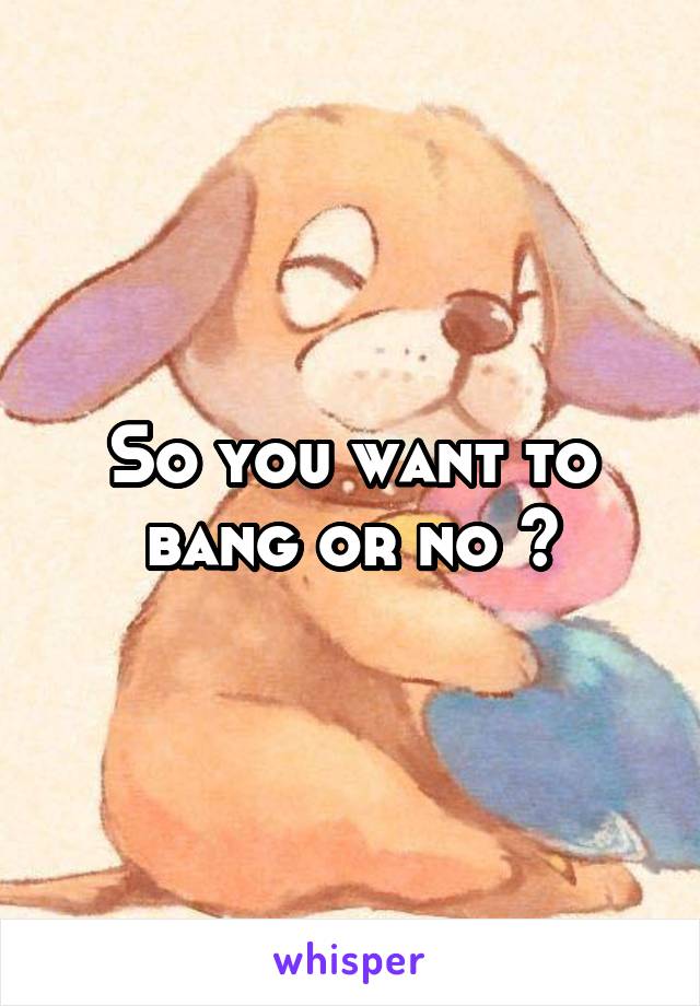 So you want to bang or no ?