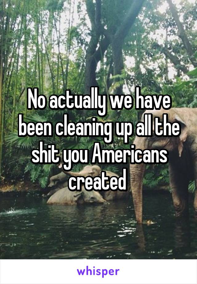 No actually we have been cleaning up all the shit you Americans created 