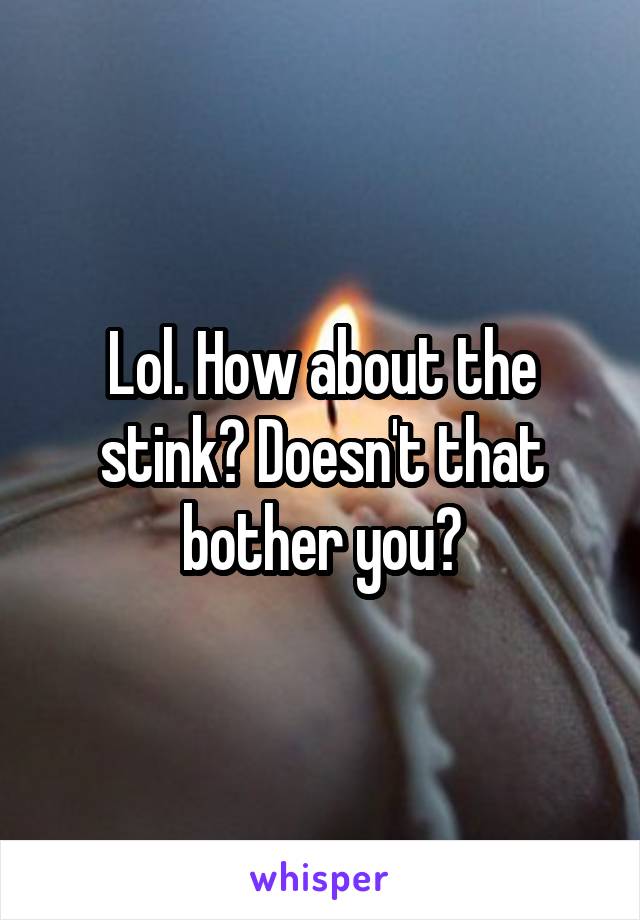 Lol. How about the stink? Doesn't that bother you?