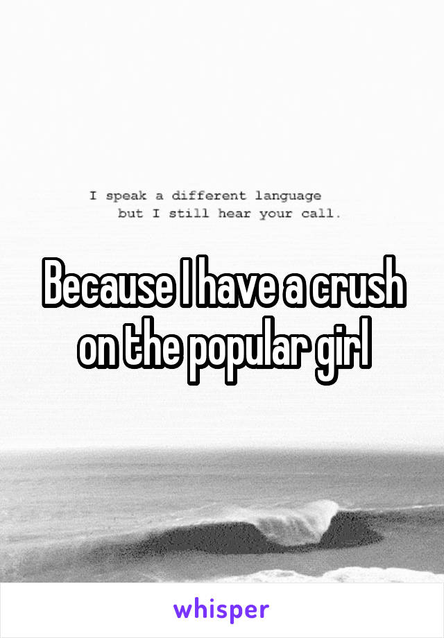 Because I have a crush on the popular girl