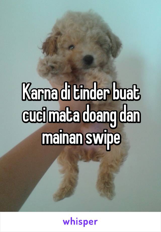 Karna di tinder buat cuci mata doang dan mainan swipe