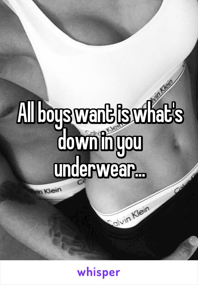 All boys want is what's down in you underwear...