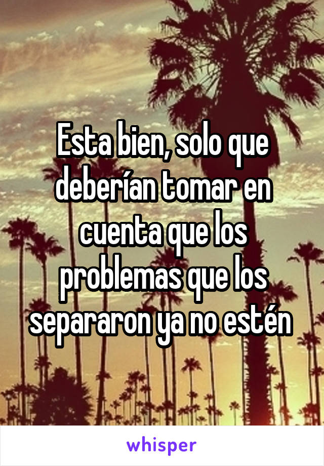 Esta bien, solo que deberían tomar en cuenta que los problemas que los separaron ya no estén 